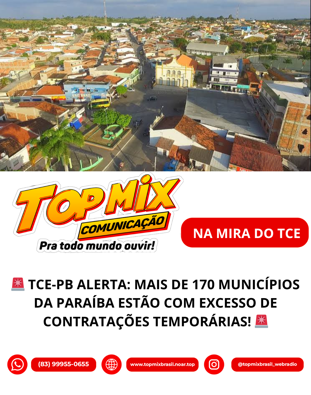 Remígio e mais de 170 municípios da PB entram na mira do TCE-PB por excesso de contratações